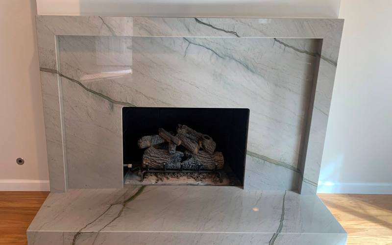 quartzite fireplace surround
