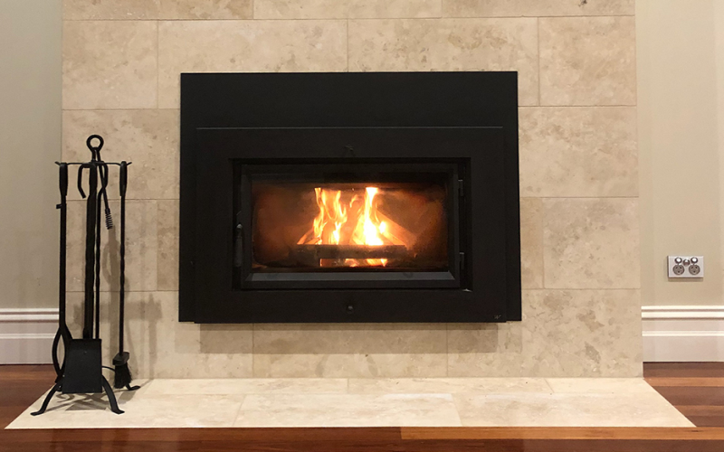 travertine fireplace surround