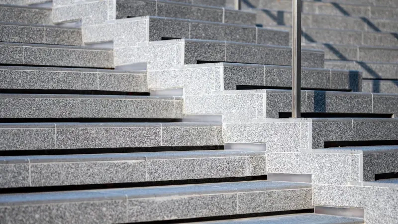 steel grey granite stairs